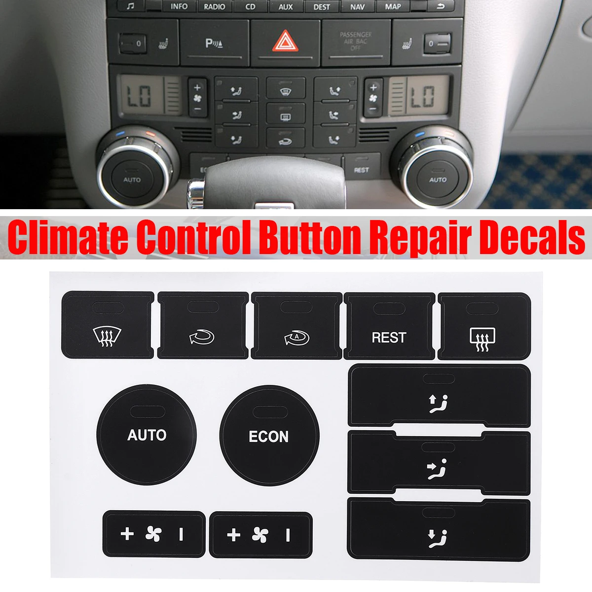 1PcsMatteBlackClimateControlButtonRepairDecalsForVWVolkswagen
