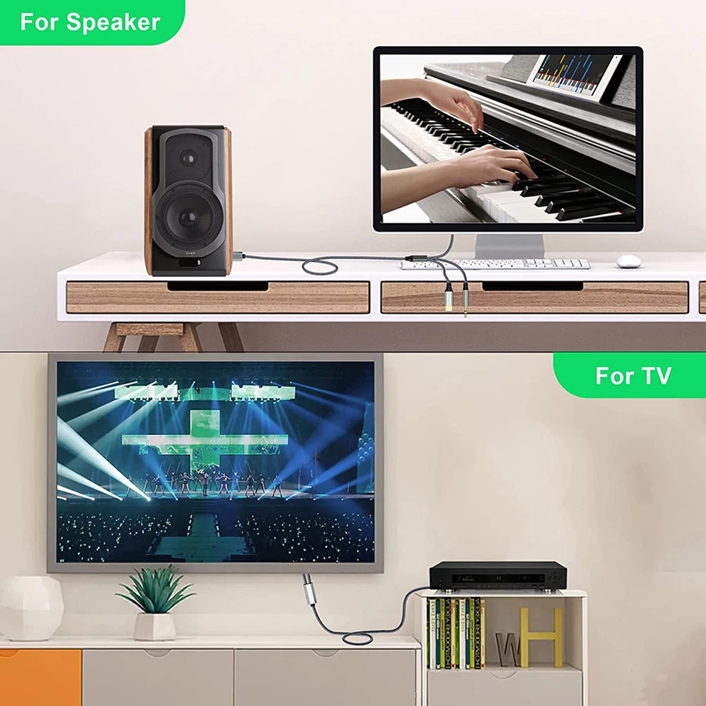 USB C -2 RCA   ̺ Y ø,  C Ÿ, 3.5mm -2RCA ̺ Ŀ, Ȩ þ TV, 1 m, 2 m, 3m