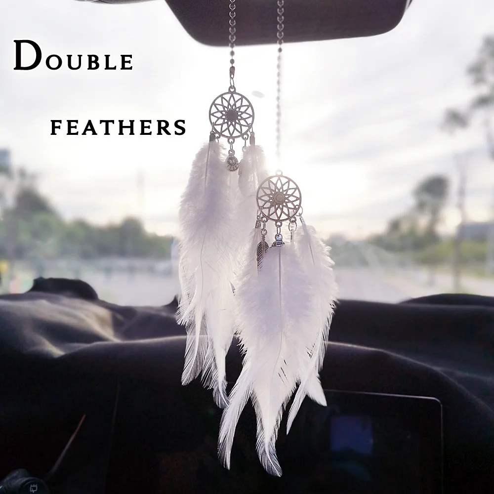 

New Car Pendant Accessory Interior For Girls Feather Mirror Hanging Pendant Home Decor Lucky Car Ornament Girls Car Accessories