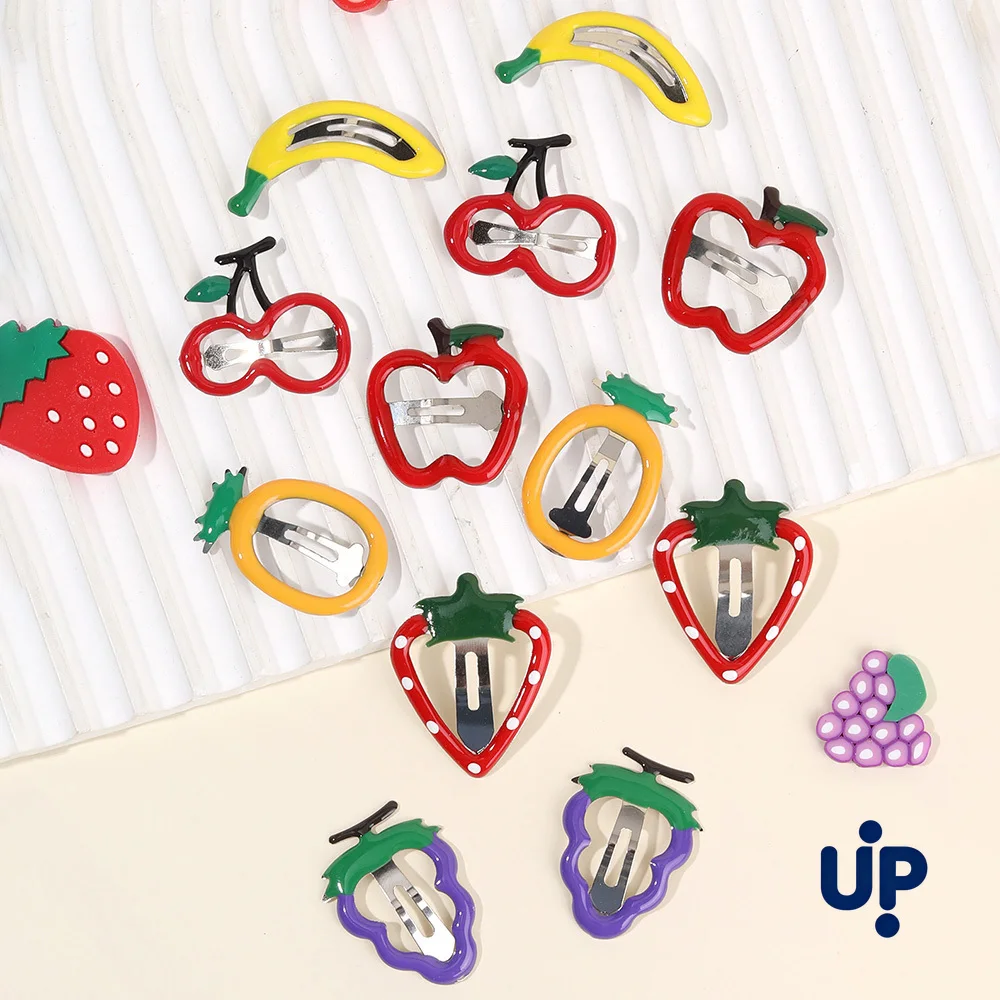 10Pcs/set Hot Cute Girls Hair Accessories Fruit BB Hair Clips Side Strawberry Hairpin Children Daily Styling Boutique Headwear