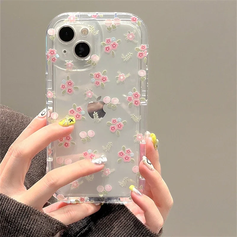 Charming Pink Quicksand Flower Phone Case with Soft Cover