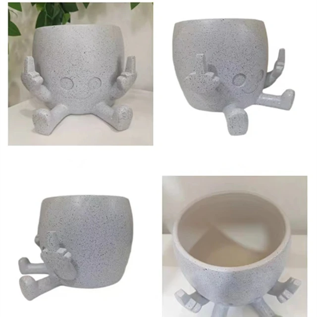 Aranyos Középső Ujj Boldog Ültetvényes Kawaii Zamatos Pot Virág Zöld Növények Háztartási Iroda Asztal Mini Díszítés - Image 6