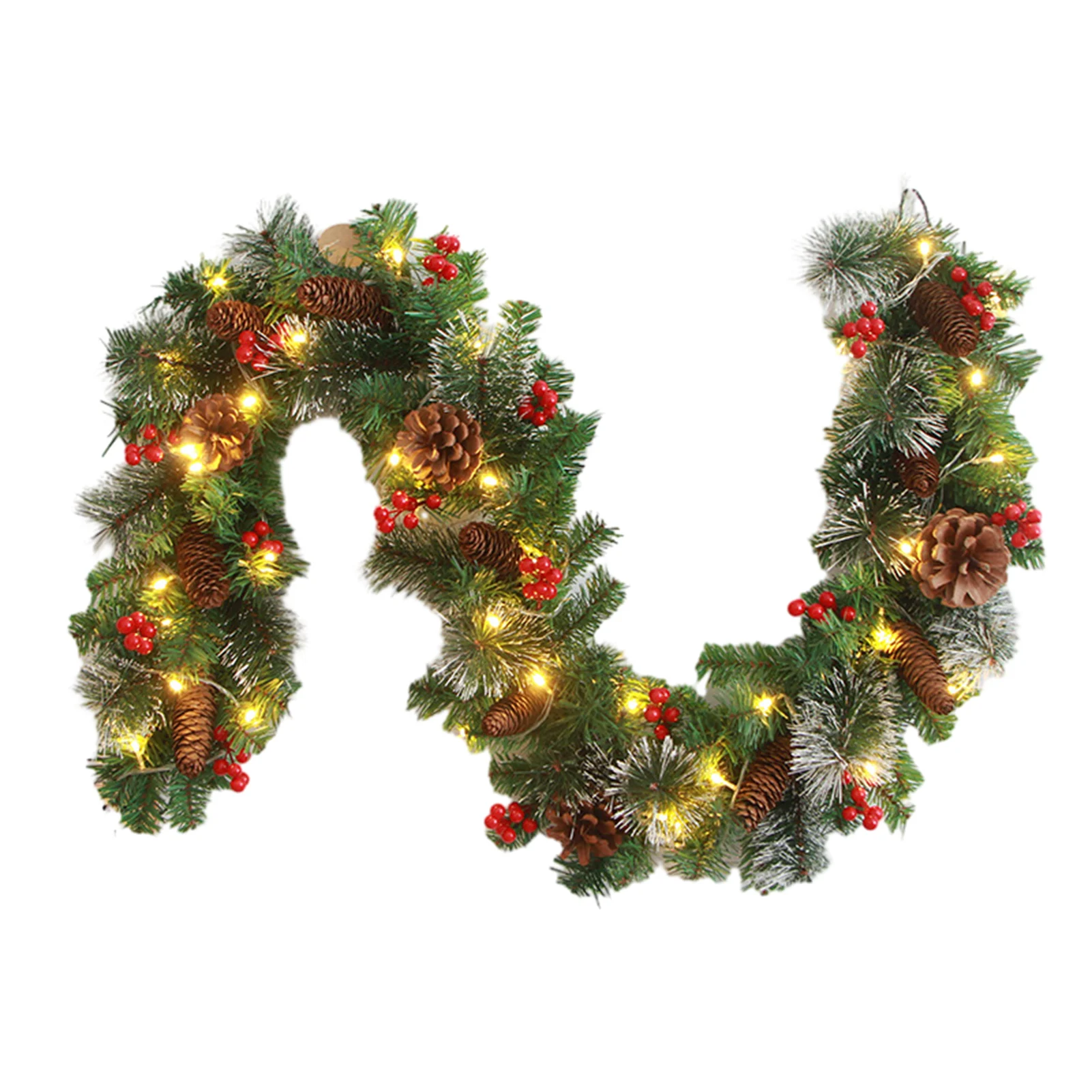thumbnail image 1 of Guirnaldas navideñas con piñas, bayas rojas, coronas navideñas artificiales para el hogar, árbol de Navidad, escaleras, puerta, decoración de Año Nuevo, 1 of 5