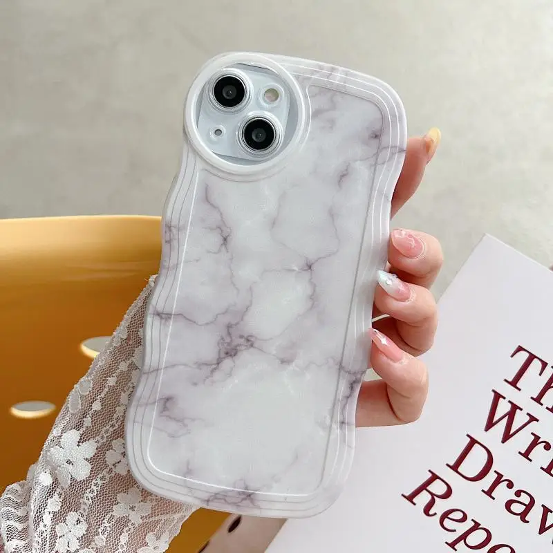 Colored Love Heart Marble Pattern Wavy TPU Phone Case Cover