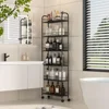 6 Tier Slim Storage Cart with Wheels, Metal Mobile Shelving Unit Organizer Utility Cart for Kitchen Laundry Room Narrow Places 3