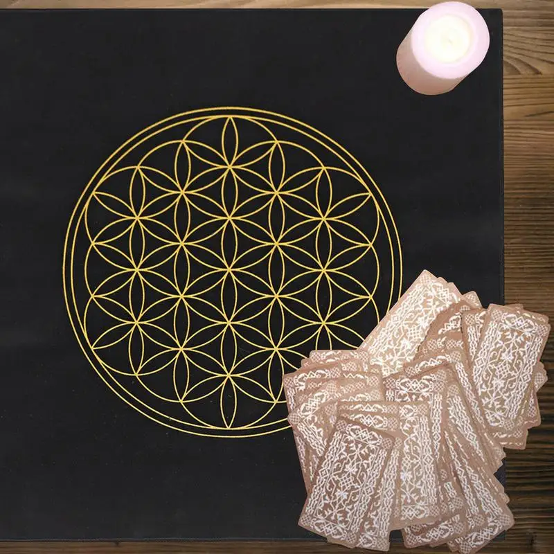 The Flower Of Life Crystal Lattice Tarot Card Tablecloth Velvet Divination Altar Board Game Fortune Astrology Oracle Cards Cloth