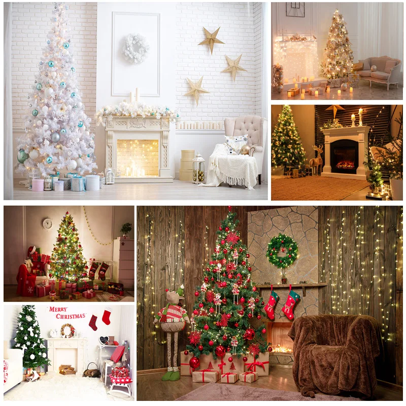 

Christmas Theme Indoor Photography Background Christmas tree Fireplace Children Portrait Photo Backdrops 21712 YXSD-07