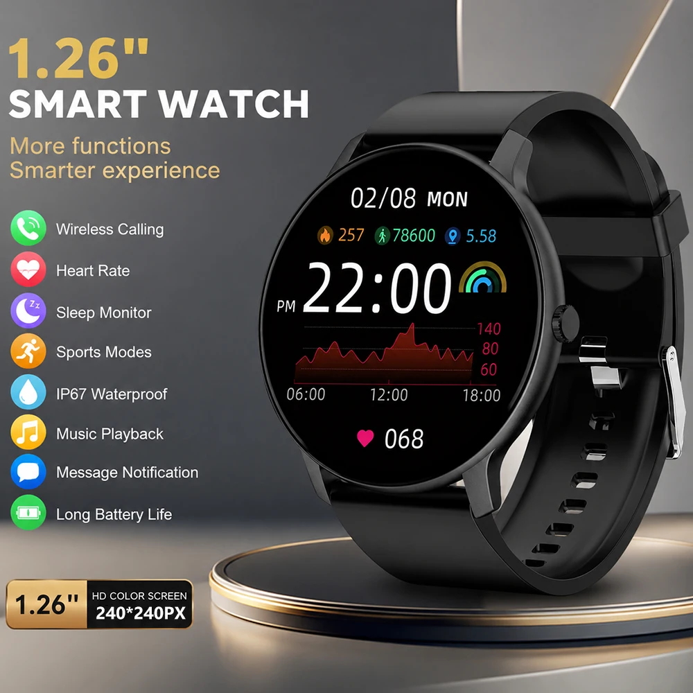 LIGE Nuovo Smartwatch con Schermo Touch Completo, Braccialetto Fitness Sportivo Impermeabile, Chiamate Bluetooth, per Uomini e Donne, Compatibile con Android e iOS