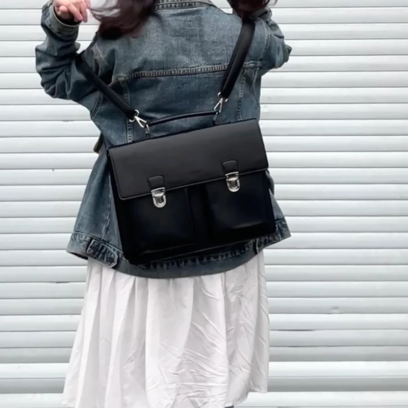 

Униформа JK в стиле преппи, черные школьные сумки на плечо, женский большой портфель из искусственной кожи, сумка-тоут для девочек, рюкзак-мессенджер