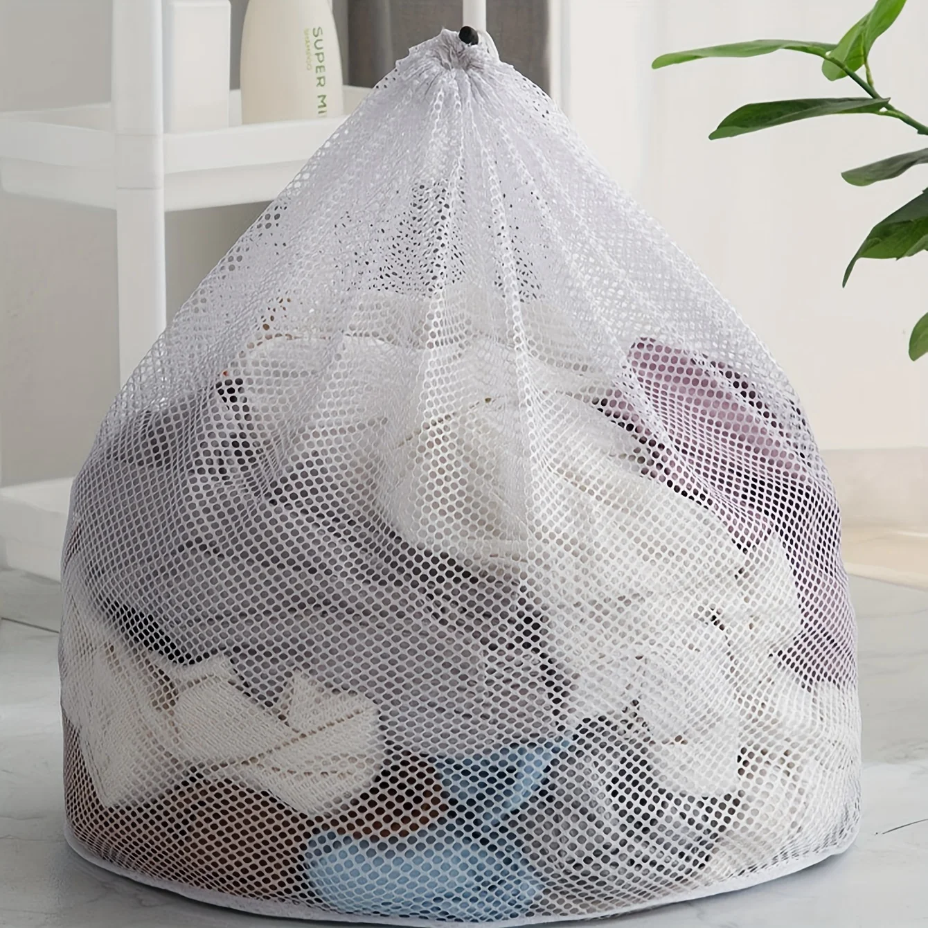 1pc/3pcs Drawstring Laundry Bag Coarse Net Washing Bags Dirty Clothes Organizer Pouch 4Pcs Set Laundry Bag For Washing Machine H 6