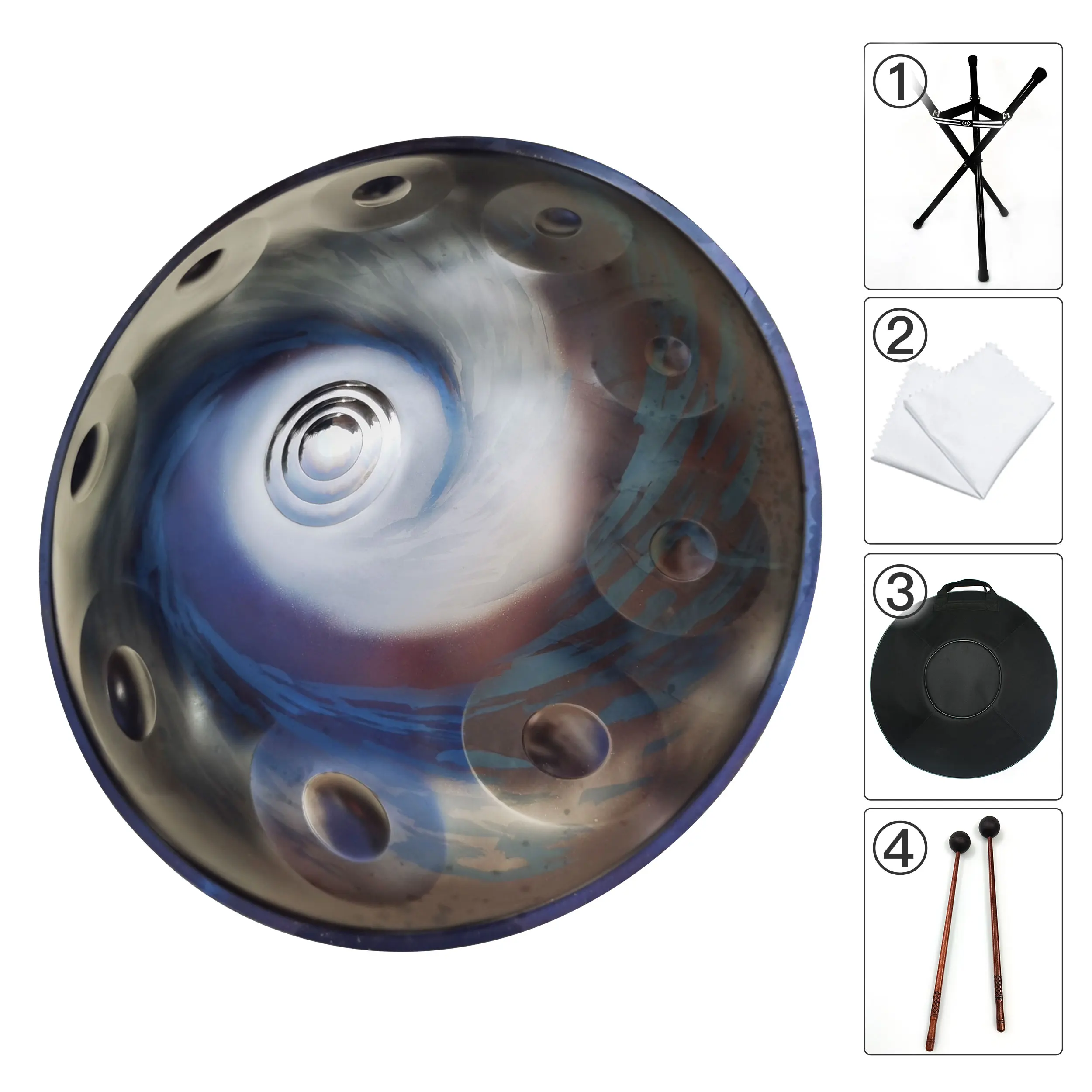 AS TEMAN HANDPAN ，handpan drum instrument in D Minor 10 Notes 22 inches Steel Hand Drum with Soft Hand Pan Bag
