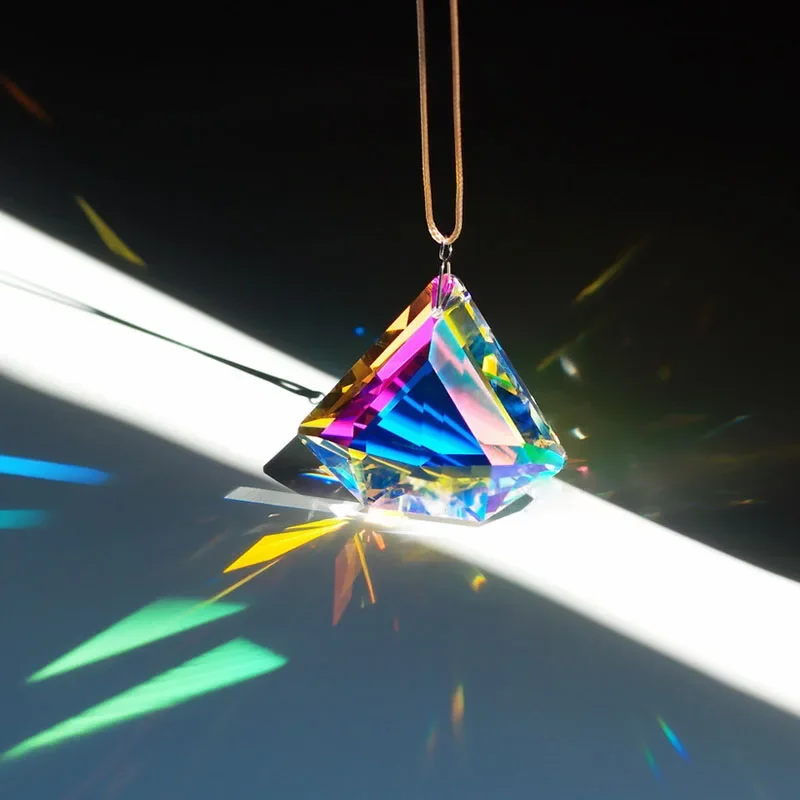 AB color Crystal Suncatcher Faceted Diamond Rainbow Maker Chandelier Prism Hanging Pendant Home Garden Window Decor Sun Catcher