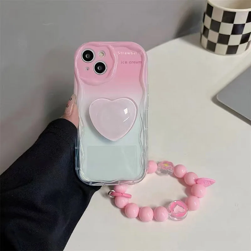 Love Heart Gradient Chain Phone Case Cover