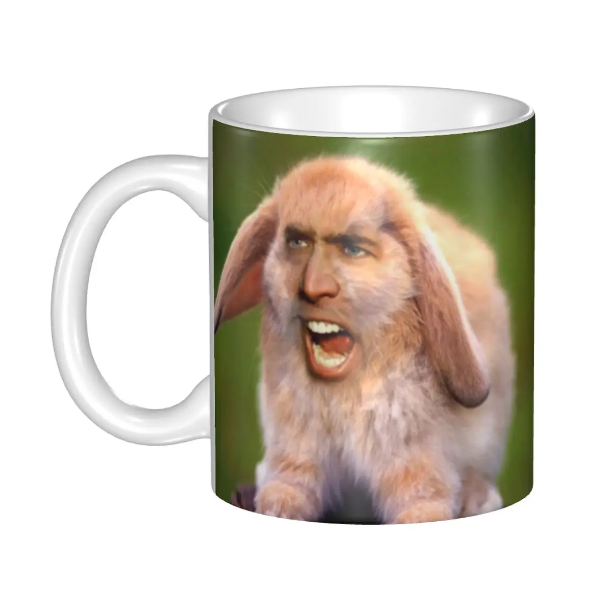 

Кружка с кроликом николаса кейджа, забавная кофейная керамическая чашка с мемом, креативный подарок, чашки и кружки для работы на открытом воздухе и кемпинга