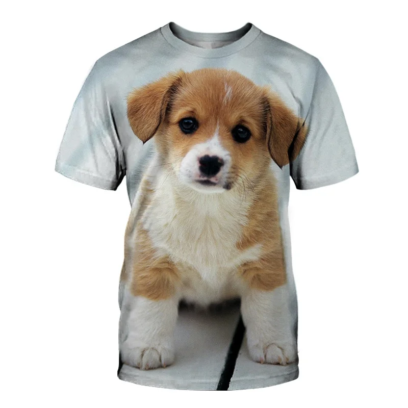 

Summer clothes European and American fashion brand spoof 3D dog half-sleeved top men's casual short-sleeved T-shirt Men clothing
