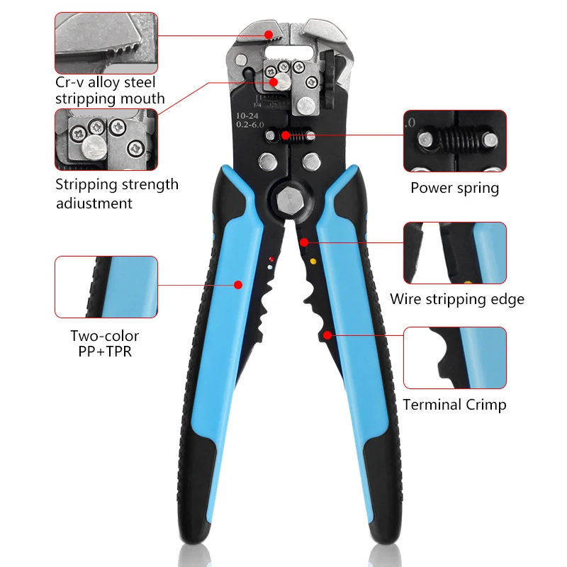 Multifunctional Automatic Wire Stripper  Cable Cutting Crimping  Terminal 0.2-6.0mm² Professional Electrician  Wire Tool woodworking plane