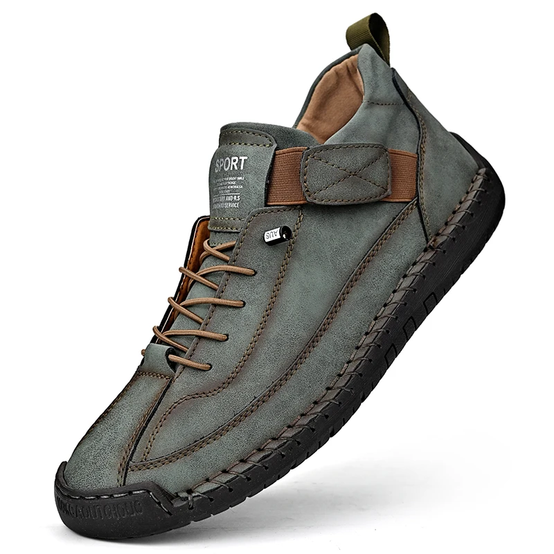 Hand-stitched Leather Shoes for Men Outdoor Light Non-slip Walking Casual Shoes Men Big Size 47 48 Slip-On Driving Loafers 4