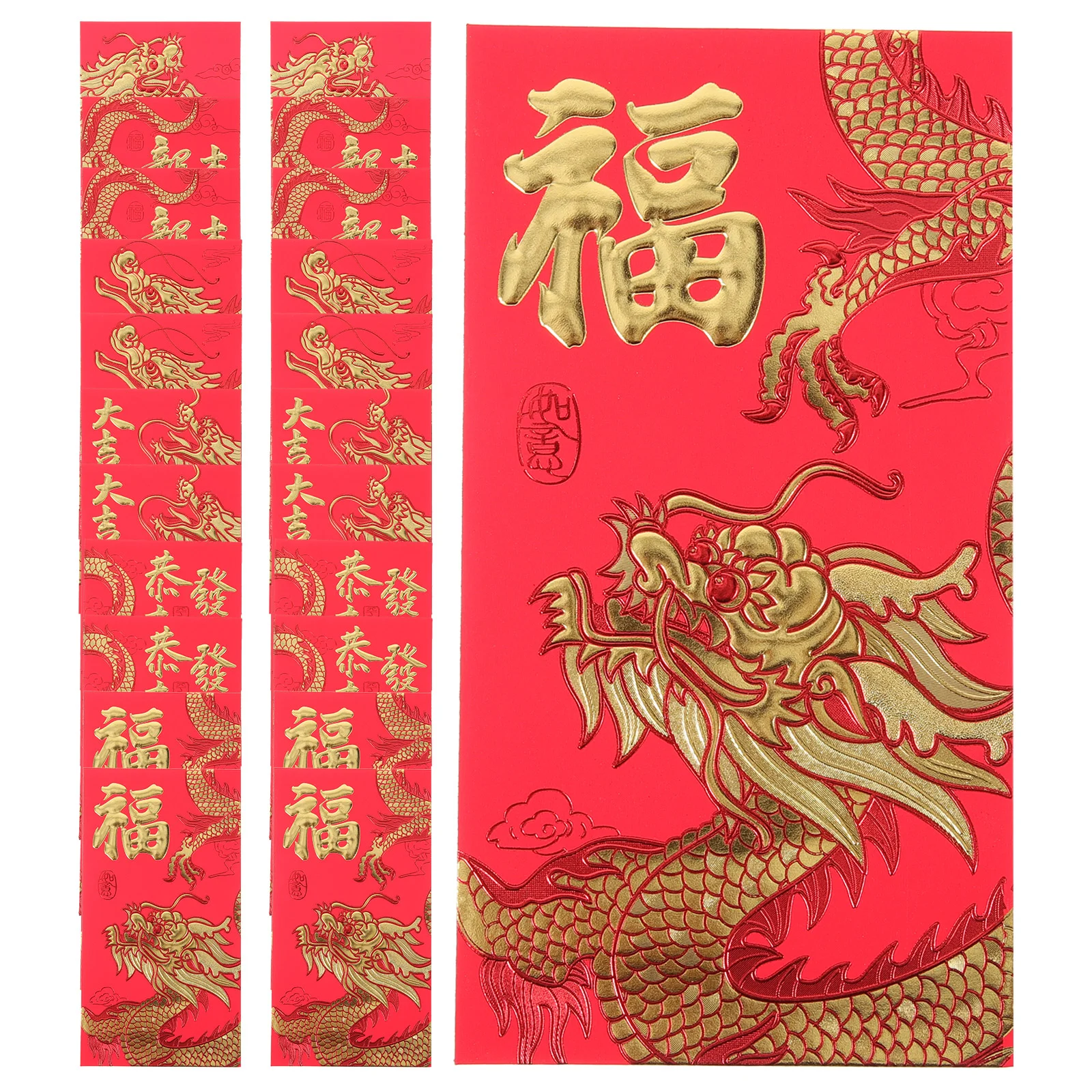 

30/60Pcs New Year Lucky Red Envelope Symbol of Dragon Year Money Pocket Envelope Zodiac Dragon Pocket Gift Money Envelopes