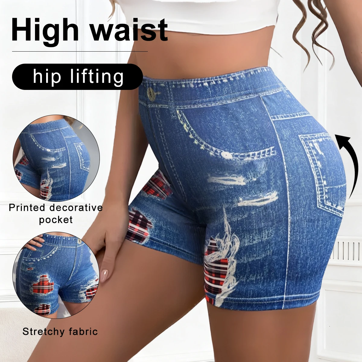 Women's summer New casual Shorts Non-Denim leggings Shorts Printed High waist Butt Lifting Elastic breathable Sports Shorts 1