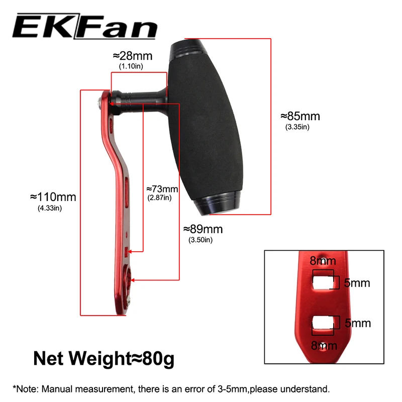 Фото Ручка EKFan из ЭВА + металлическая ручка 112 мм для заброса приманки, рыболовная катушка Т-образной формы 8*5 мм, рыболовная ручка с двумя отверстиями для Dai, детали катушки №5