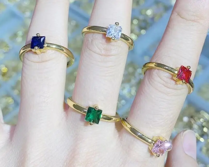 

1pcs square Enamel Rings Zircon Jewelry Ring Layer Metal Accessories Jewelrys For Women Adjustable dfs3