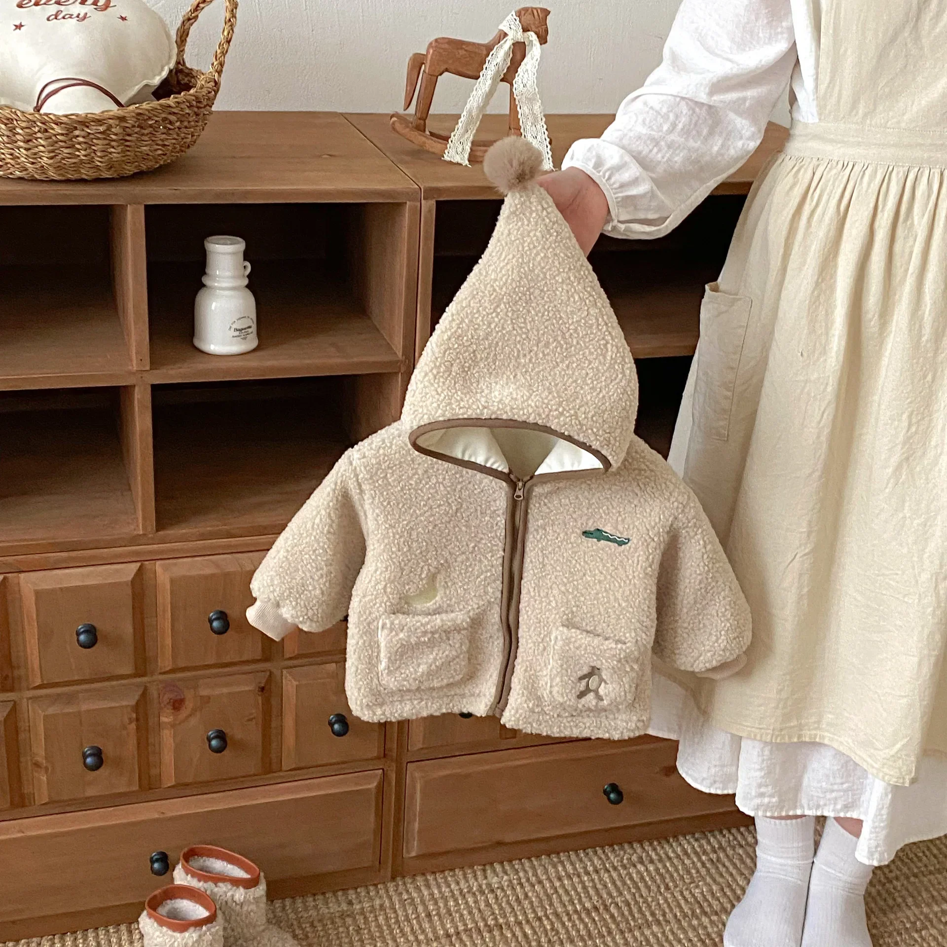 Winter Toddler Boy Fleece Jacket Cartoon Hooded Sweater