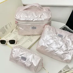 Elegant PU Cosmetic Bag with Bow Decoration - Multi - Function Makeup and Toiletry Organizer - M (Pink)
