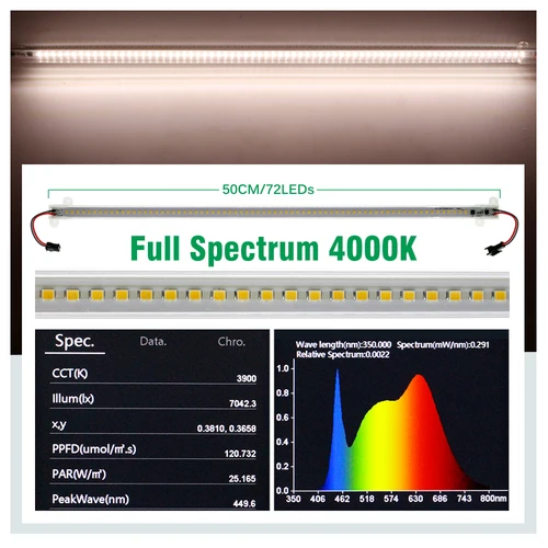 식물 성장 조명 풀 스펙트럼 LED 바 라이트 220V 50cm 식물 채소 꽃 온실 텐트 4000K 380-780nm 3