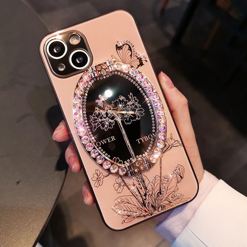 

Magic Mirror Butterfly Love Flower Phone Case for Iphone 13 Pro Max Silicone Transparent Cover Case for IPhone 13 Pro Phone Case