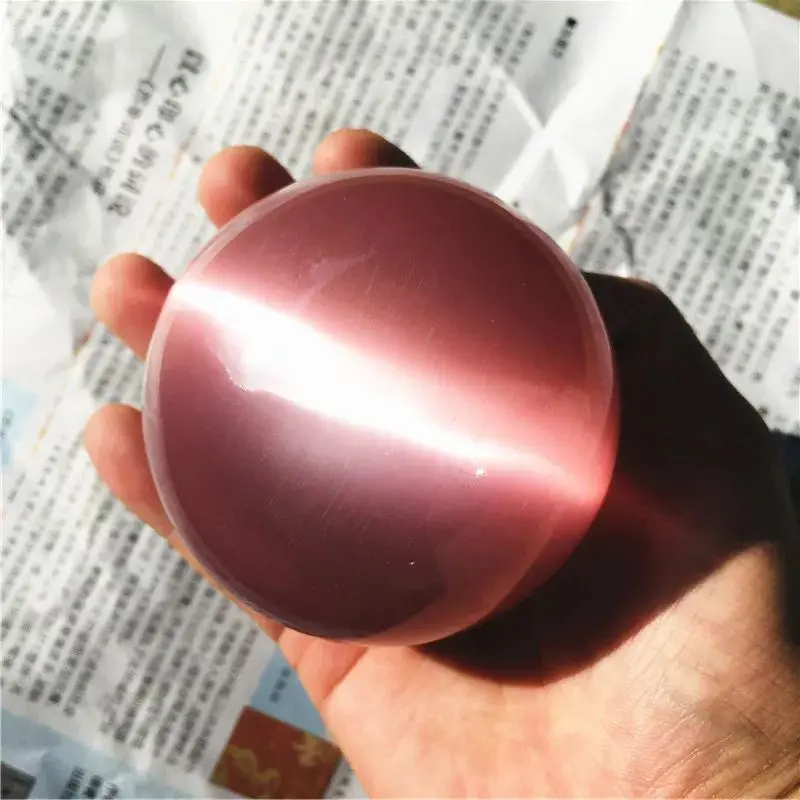 4-10cm Natural pink cat eye crystal ball divination energy stone ball photography decorative ball 5