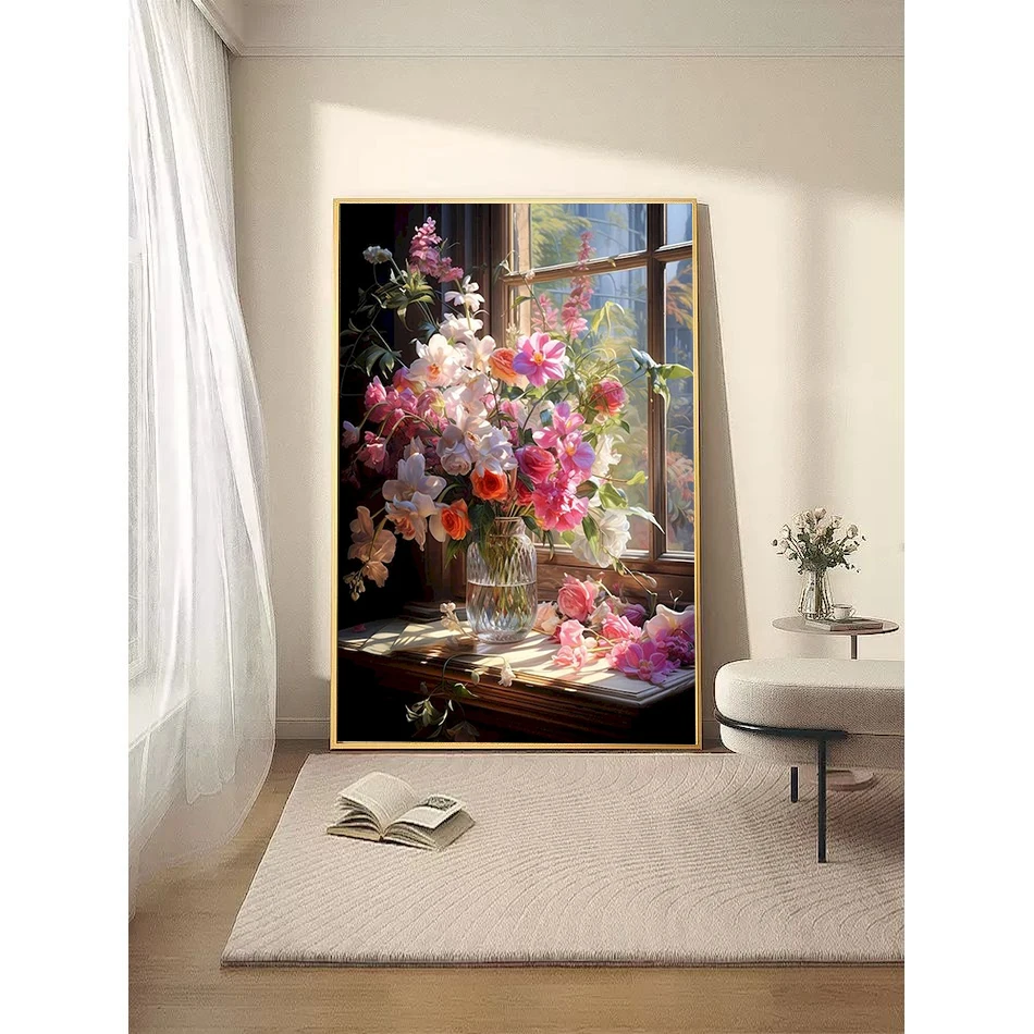 GATYZTORY DIY Crafts Painting By Numbers Flower Kit On Canvas Picture By Numbers Oil Painting For Living Room Wall Art Home Deco