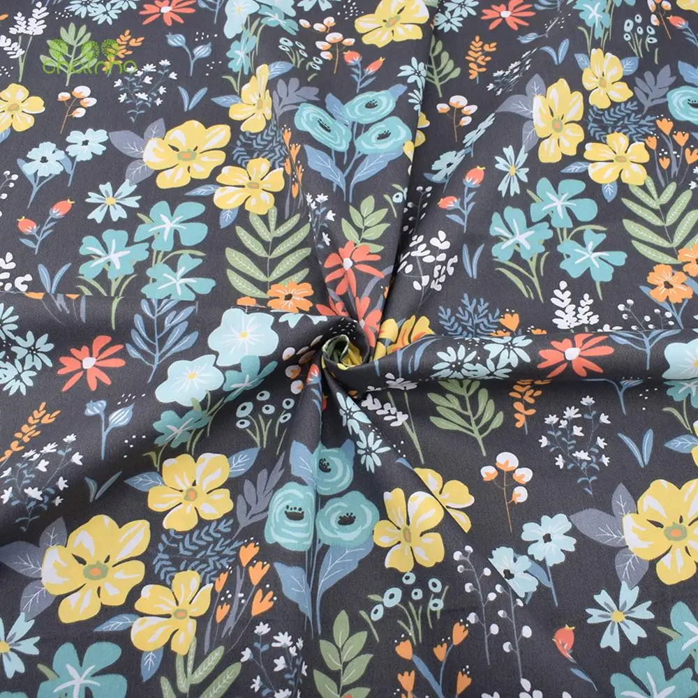 Chainho,Printed Twill Weave Cotton Fabric,DIY Sewing Quilting Material,Patchwork Cloth,7 Designs Floral Series,2 Sizes,15C157