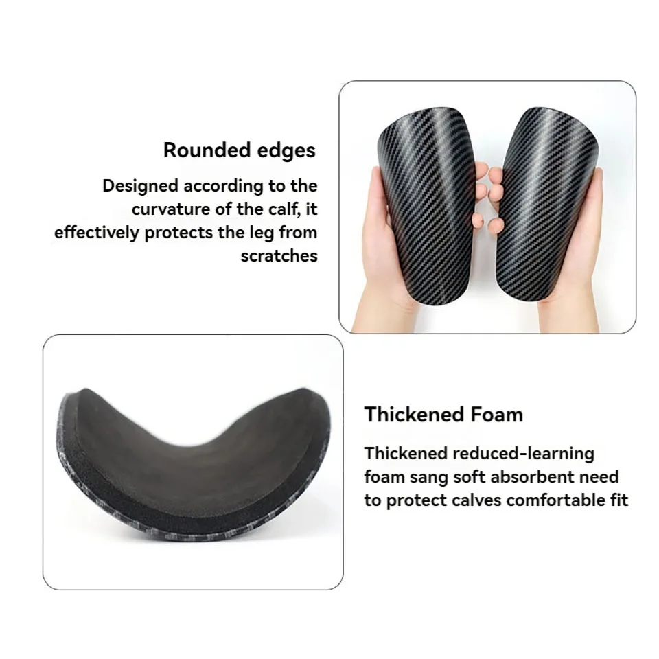 1Pair Carbon Patterned Soccer Leg Supports Kids Soccer Leg Safety Calf Support Adult Shin Pads Thickened Foam Protective