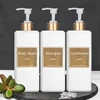 500ml/16.9oz Shampoo Dispenser Press Pump Bottle with Gold Waterproof Labels Bathroom Shampoo Conditioner Body Wash Bottles 1