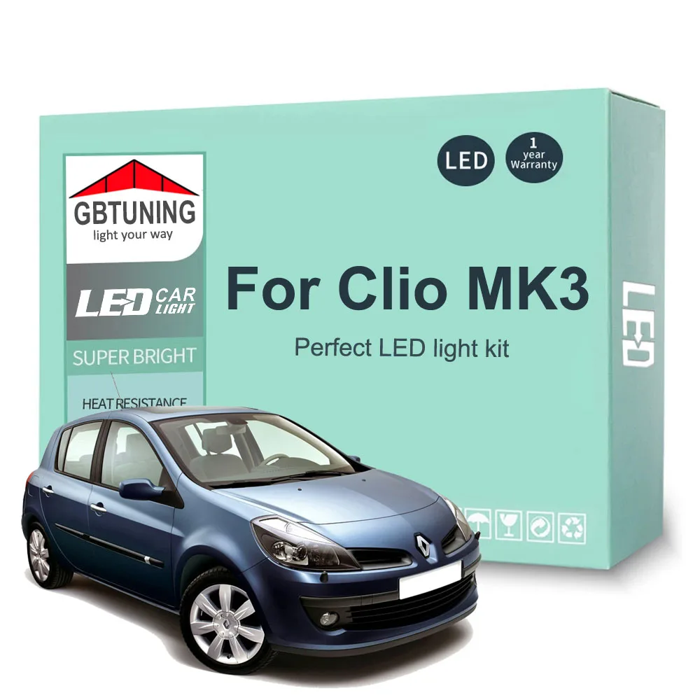 

13 шт., интерьерные фонари для автомобиля Renault Clio 3 III MK3 2006 2007 2008 2009 2010 2011 2012