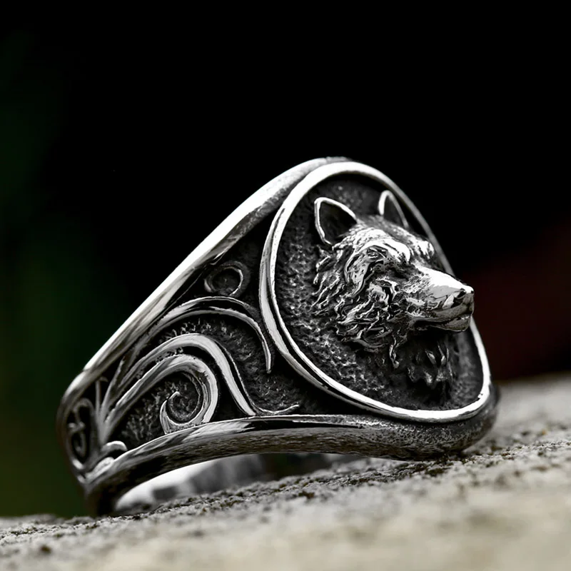 316L Stainless Steel Viking Nordic Wolf Head Ring Multifamily Animal Jewelry Men Ring Beier stainless steel ring,finger ring,animal ring