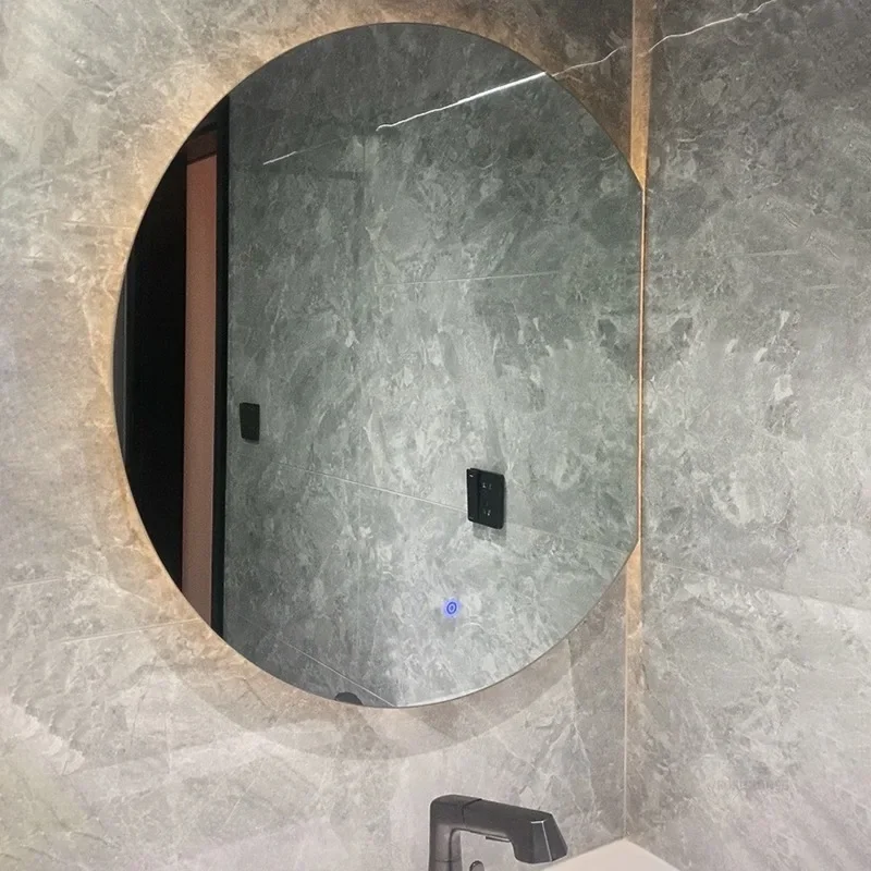 Description Picture 3 of itemNordic Special-shaped Bath Mirrors Semicircular Makeup Mirror Wall Hanging with Light Bathroom Led Touch Screen Bathroom Mirror