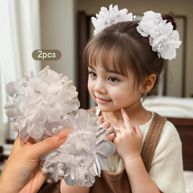 2 little girls pink cute headband hair accessories for children