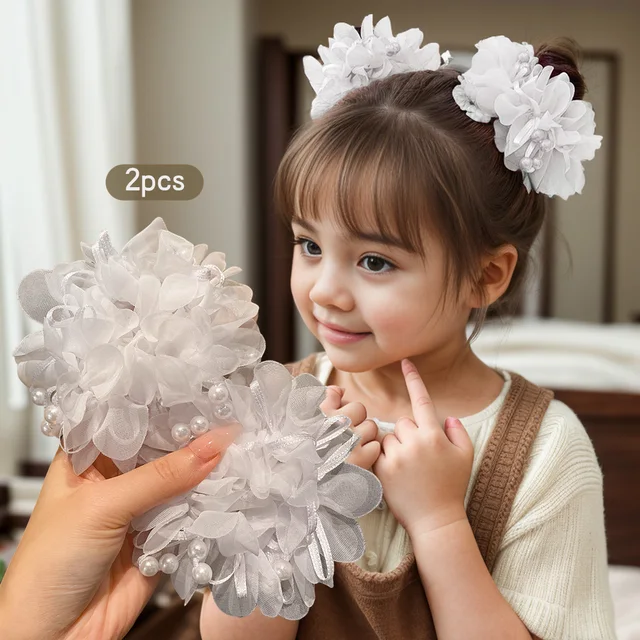 2 accessori per capelli bianchi con fasce floreali dolci e carine adatte per l'uso quotidiano 1