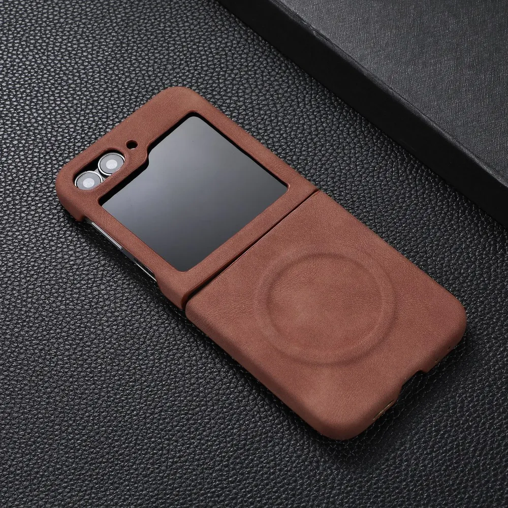 Luxury Faux Leather Magnetic Shockproof Case with Wireless Charging