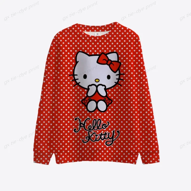 thumbnail image 1 of Sudadera con cuello redondo y manga larga con estampado de Hello Kitty para mujer, ropa de otoño, estilo informal, con dibujos animados, estilo japonés, 1 of 5