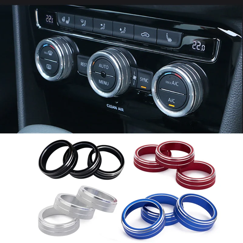 Aluminum Alloy Car Air Conditioning Knob Ring Cover Decorate Volkswagen VW Tiguan Golf MK7 Passat B8 T-ROC Atlas car knob covers car air conditioner trim air conditioner trim car moulding decoration