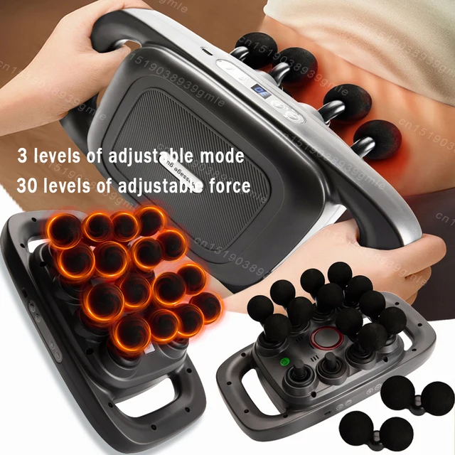 2-In-1 16-Head Fascia Gun High-Frequency Vibration Body Massage Gun Back and Waist Massager Neck Shoulder Massager Masajeador