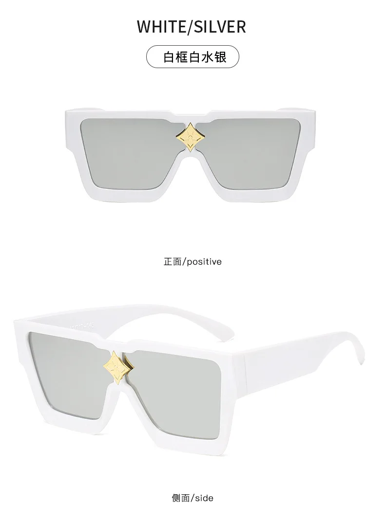 Trendige Sonnenbrillen für Damen und Herren mit großem Rahmen, personalisierte, farbenfrohe, quadratische Sonnenbrillen, Fashion Stars Net Red – Detail 13