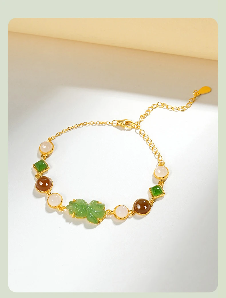 Originalprodukte Hotan Jade Armband Armband Damen Luxus Advanced Hand Schmuck Einstellbar Mehrere Stile Armband – Detail 4