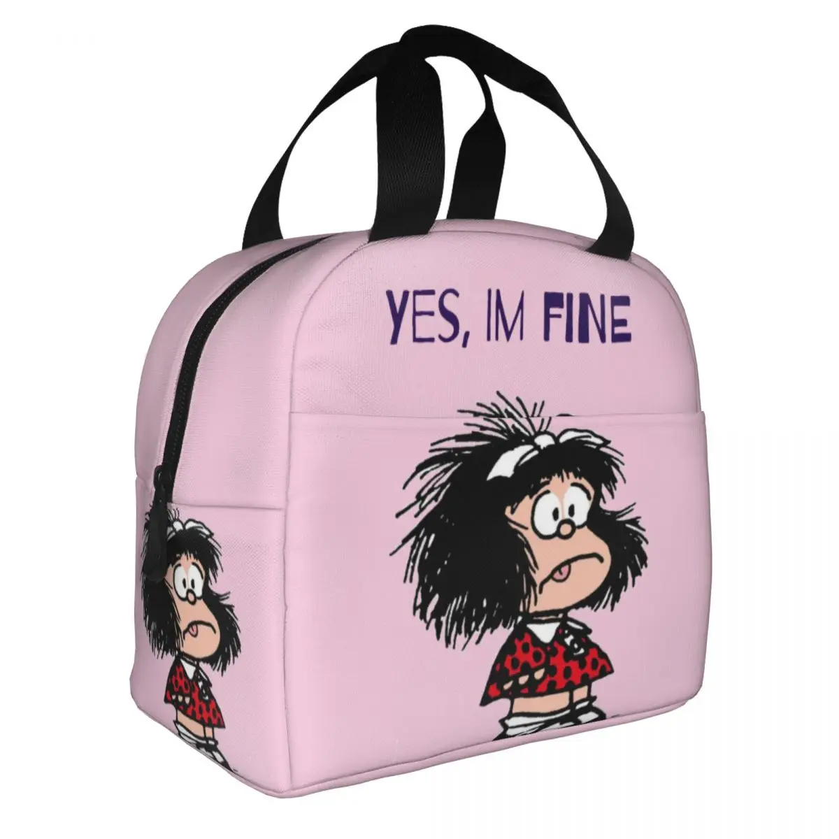 

Cartoon Mafalda Or Quiero Cafe Printed Harajuku Insulated Lunch Bag Meal Container Cooler Bag Tote Lunch Box Food Storage Bags