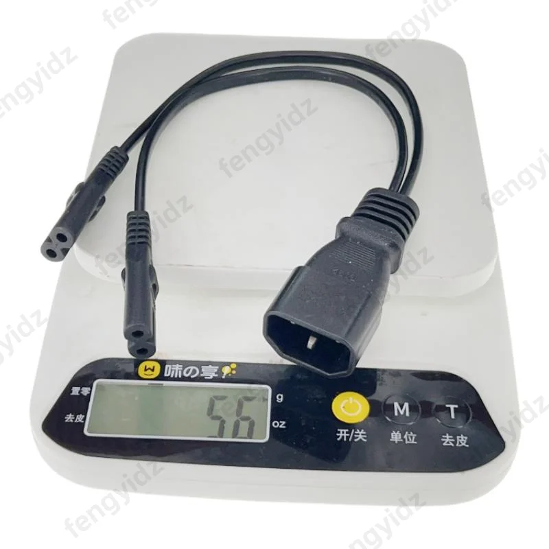 Fengyidz 30CM 전원 Y 형 분배기 어댑터 케이블 단일 IEC 320 C14 남성-C7 + C7 여성 짧은 코드 컴퓨터 호스트 디스플레이