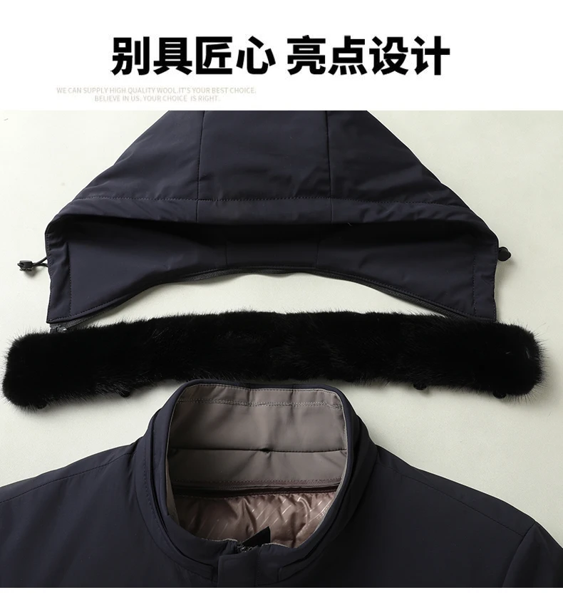 Entendaunenjacken 2025, Winter-Herrenjacke mit abnehmbarem Daunenfutter und Pelzkragen, Puffermantel, winddicht, verdickt, warm, Parka-Kleidung – Detail 7