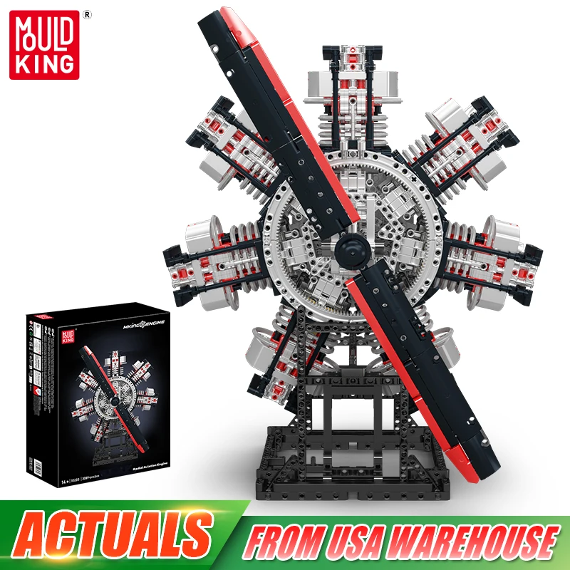 Mould King 10233 Technical Engine Toys The Motorized Radival Aviation Engine Building Block Assembly Brick Kids Christmas Gift