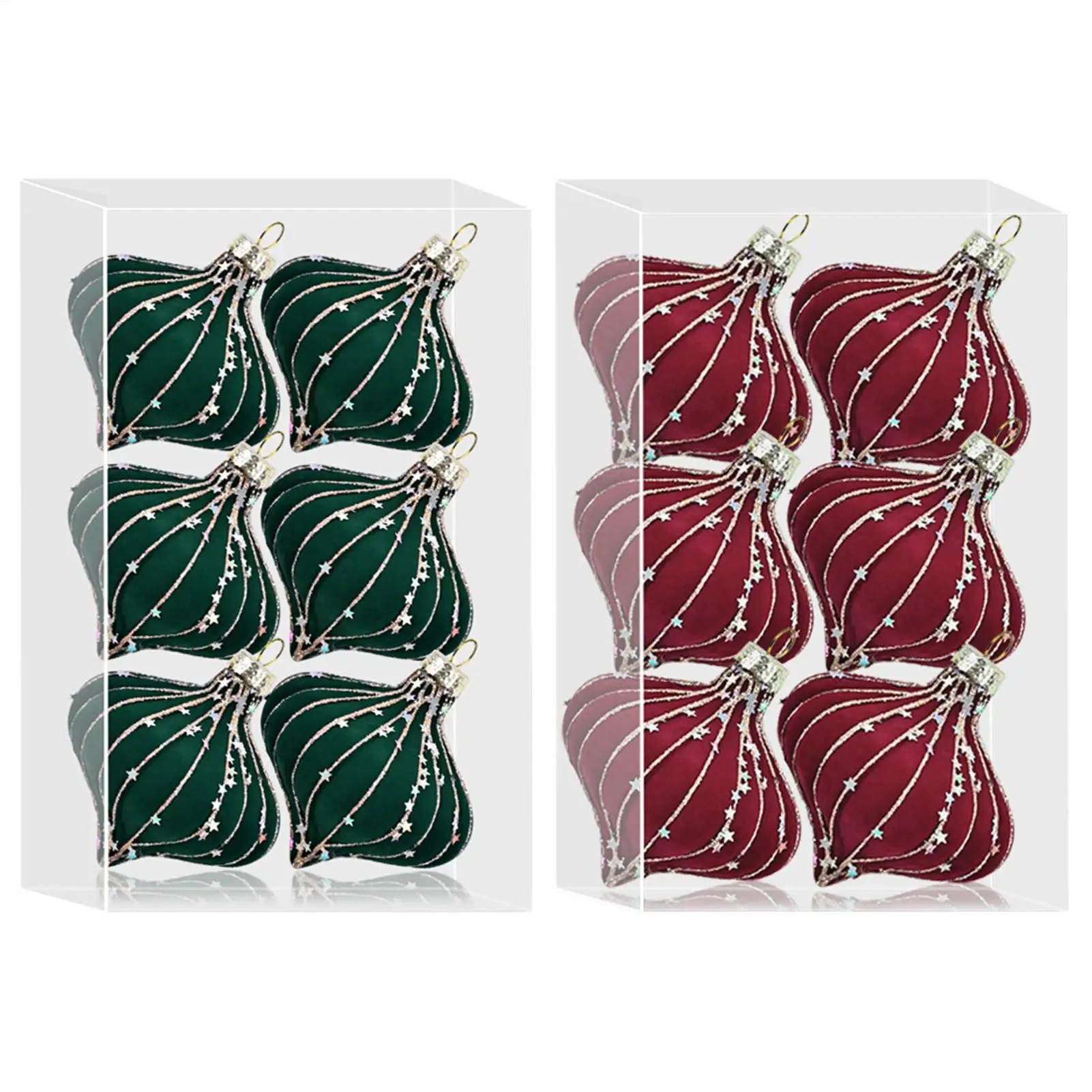 6PCS Christmas Balls Flocked Christmas Ornaments Balls Velvet Christmas Tree Hanging Decoration Balls Pendant Party Home Porps